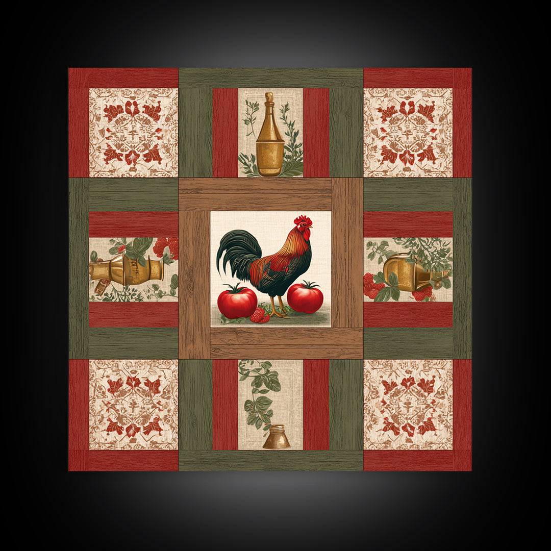 Rooster and Herbs for Farmhouse Restaurant Mood Canvas Print, Restaurant Art, Cool Wall Art, Restaurant Decor, Fine Art, Bistro, RES-1x1-92