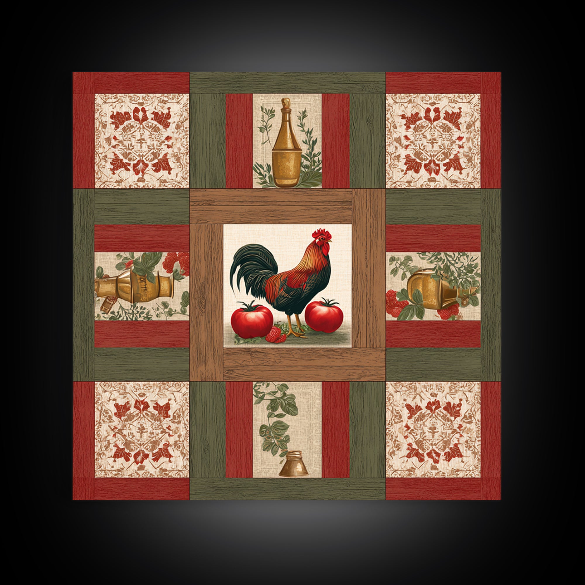 Rooster and Herbs for Farmhouse Restaurant Mood Canvas Print, Restaurant Art, Cool Wall Art, Restaurant Decor, Fine Art, Bistro, RES-1x1-92