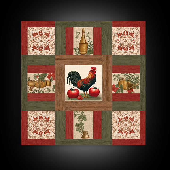 Rooster and Herbs for Farmhouse Restaurant Mood Canvas Print, Restaurant Art, Cool Wall Art, Restaurant Decor, Fine Art, Bistro, RES-1x1-92