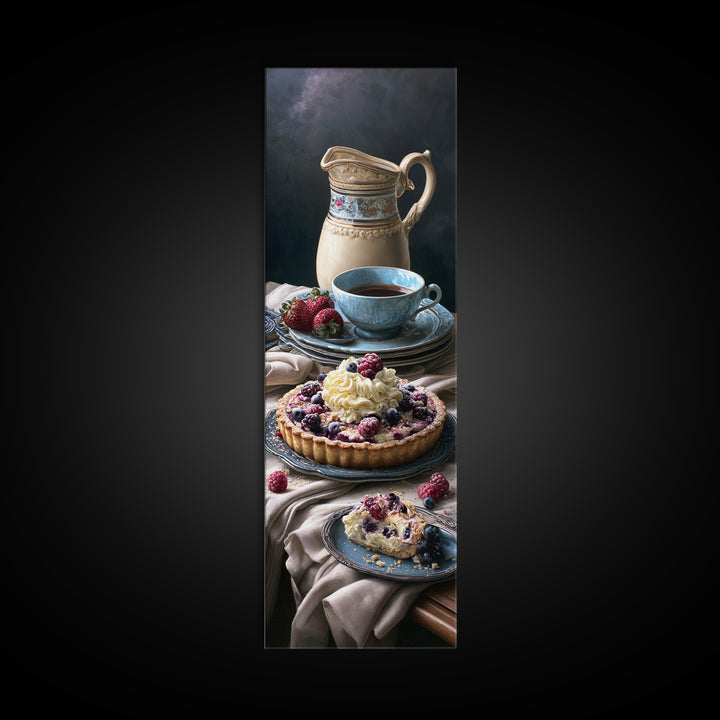 Dessert Tart with Berries and Cream Canvas Print, Restaurant Art, Stained Glass Art, Restaurant Decor, Fine Art, Bistro, RES-1x3-100