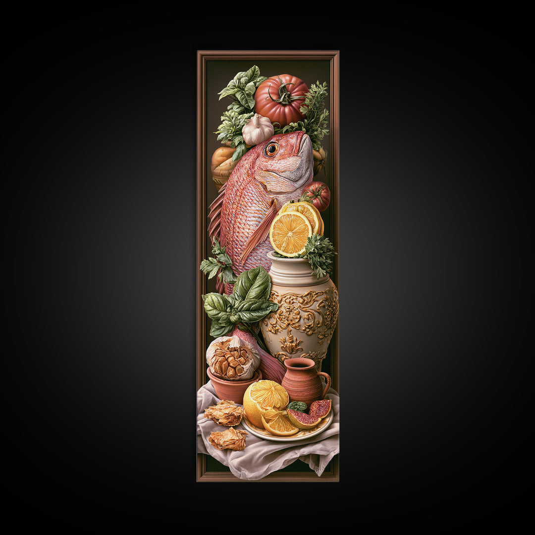 Fresh Fish with Lemon and Herbs Canvas Print, Restaurant Art, Kitchen Art, Restaurant Decor, Fine Art, Bistro, Food Art, RES-1x3-11