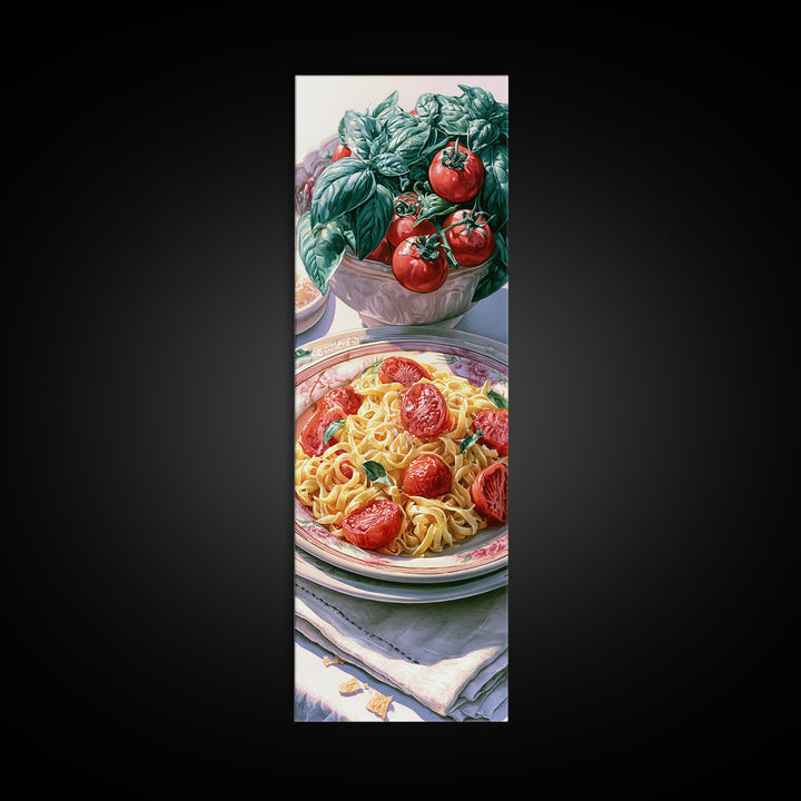 Fresh Pasta with Tomatoes and Basil Canvas Print, Restaurant Art, Gallery Decor, Restaurant Decor, Fine Art, Bistro, Wall Art, RES-1x3-14