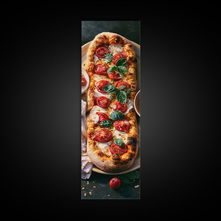 Pizzeria Tomato Basil and Mozzarella Still Life Canvas Print, Restaurant Art, Stained Glass Art, Restaurant Decor, Bistro, RES-1x3-22