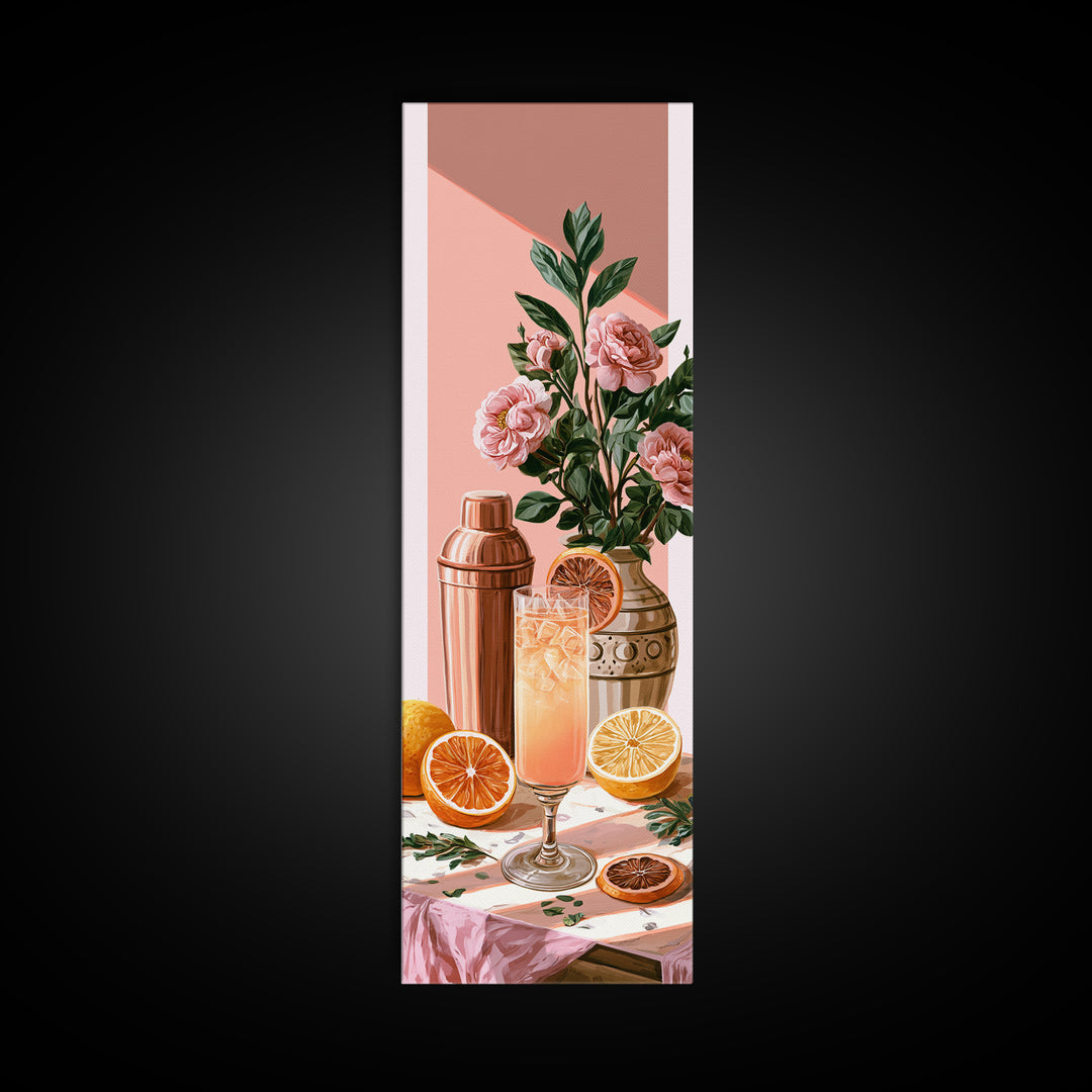 Cocktail and Citrus Bar Composition Canvas Print, Restaurant Art, Printable Art, Restaurant Decor, Bistro, Watercolor Art, RES-1x3-23