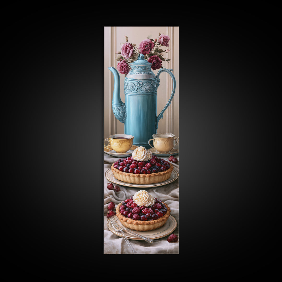 Dessert Tart with Berries and Cream Canvas Print, Restaurant Art, Art Print, Restaurant Decor, Fine Art, Bistro, Kitchen Art, RES-1x3-28