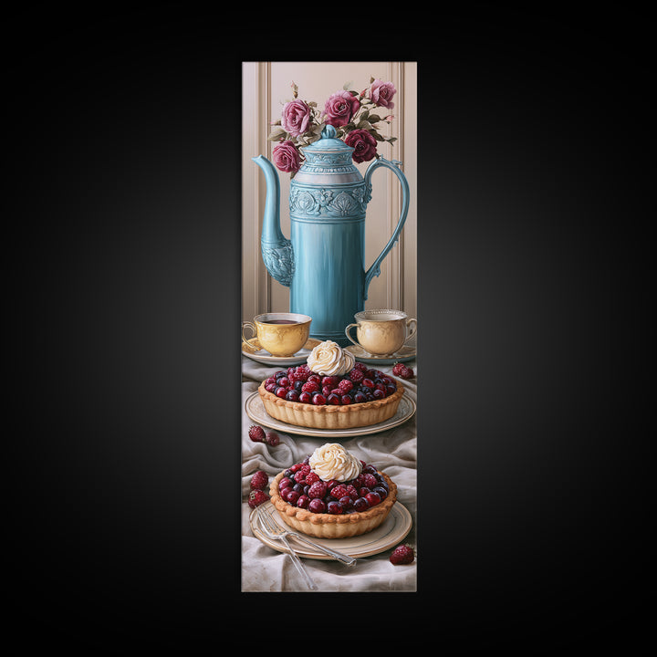 Dessert Tart with Berries and Cream Canvas Print, Restaurant Art, Art Print, Restaurant Decor, Fine Art, Bistro, Kitchen Art, RES-1x3-28