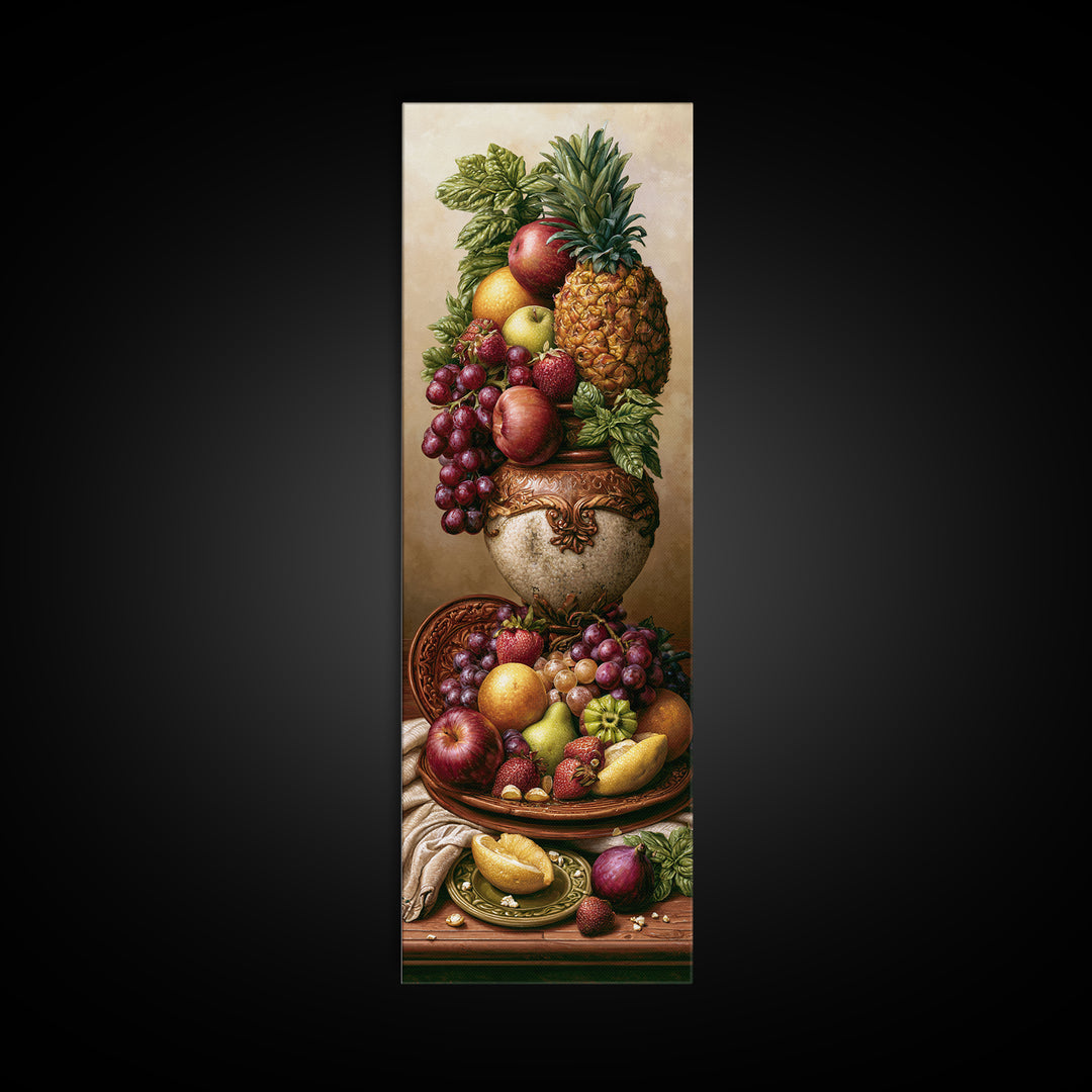 Tropical Fruit Platter Framed Canvas Print, Restaurant Art, Food Art, Restaurant Decor, Oil Painting, Bistro, Minimalist Decor, RES-1x3-30