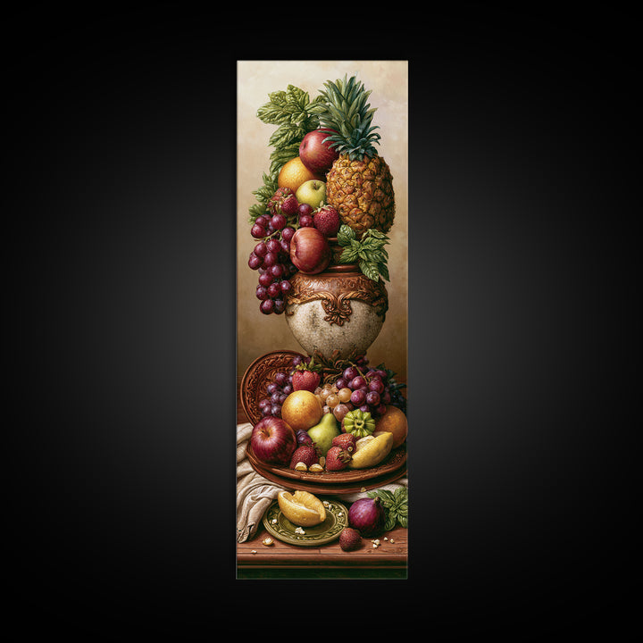 Tropical Fruit Platter Framed Canvas Print, Restaurant Art, Food Art, Restaurant Decor, Oil Painting, Bistro, Minimalist Decor, RES-1x3-30