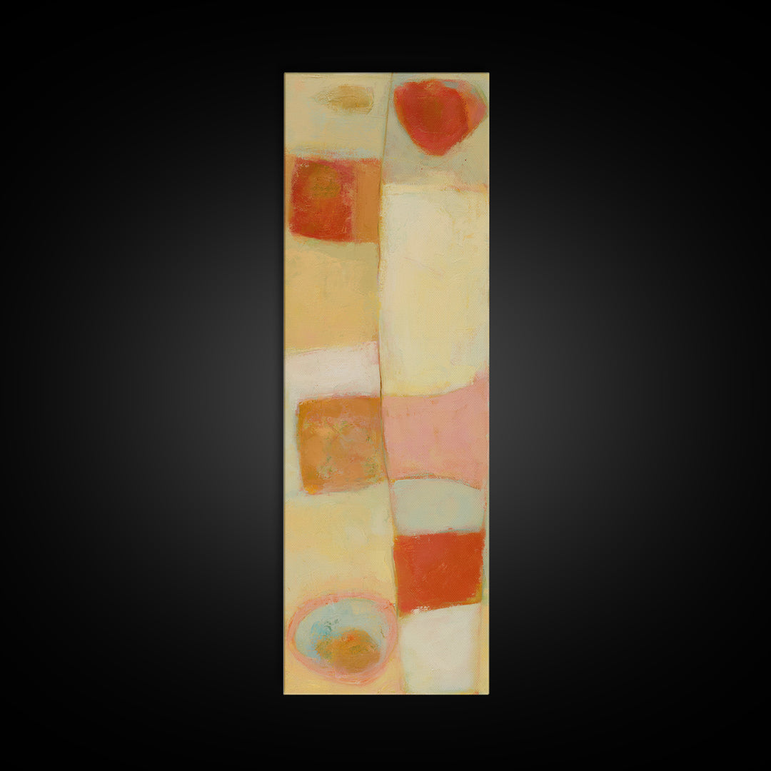 Abstract Appetite Friendly Red and Orange Shapes Canvas Print, Restaurant Art, Textured Painting, Restaurant Decor, Bistro, RES-1x3-53