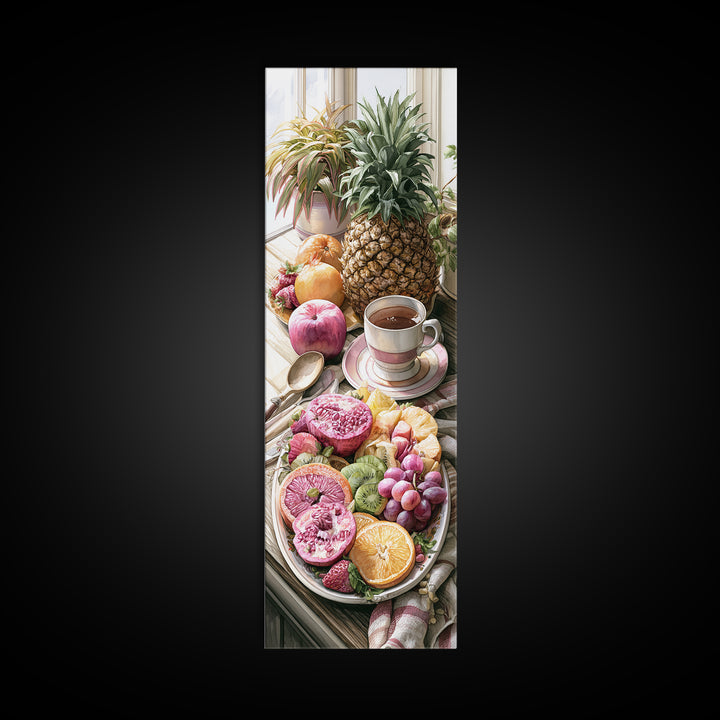 Tropical Fruit Platter Framed Canvas Print, Restaurant Art, Food Art, Restaurant Decor, Oil Painting, Bistro, Minimalist Decor, RES-1x3-54