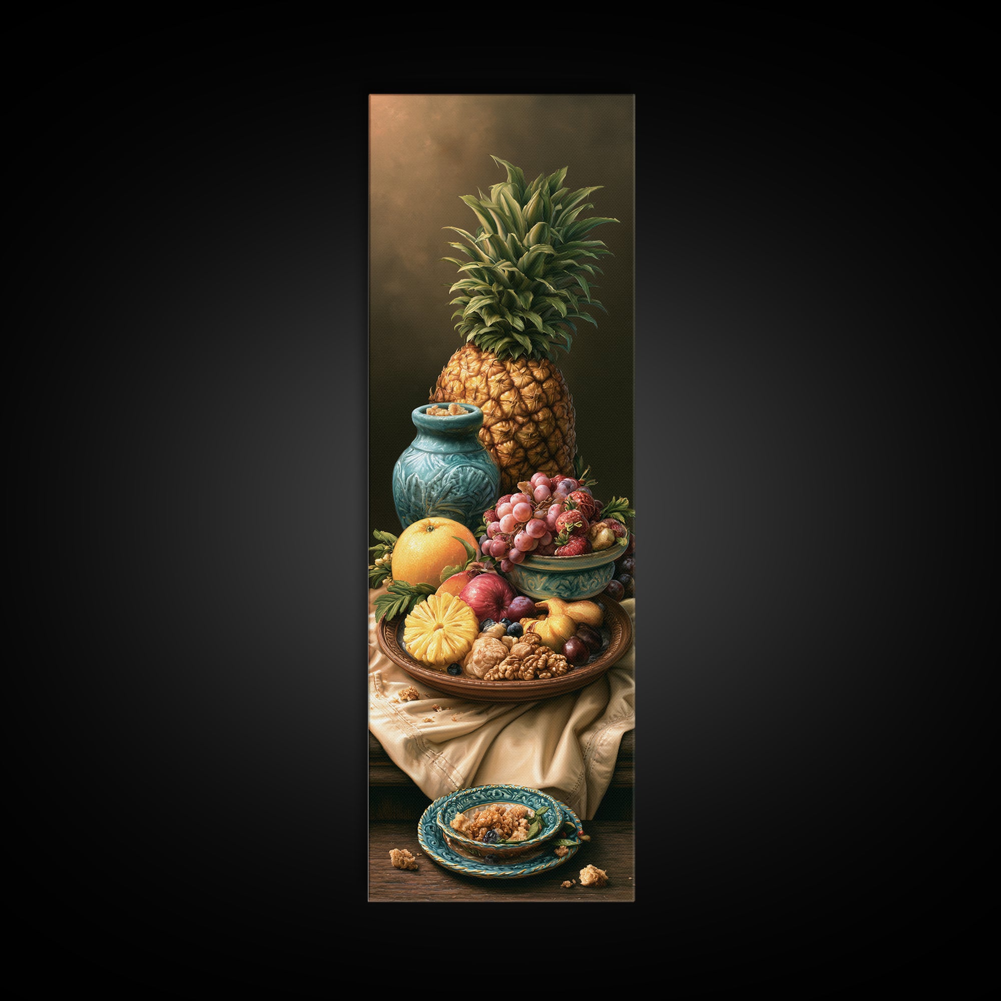 Tropical Fruit Platter Canvas Print, Restaurant Art, Statement Artwork, Restaurant Decor, Fine Art, Bistro, Art Print, RES-1x3-78