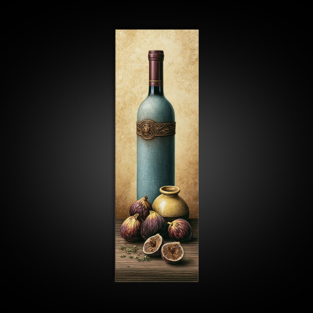 Wine Bottle and Figs Canvas Print, Restaurant Art, Canvas Wall Art, Restaurant Decor, Fine Art, Bistro, Bedroom Wall Art, RES-1x3-85
