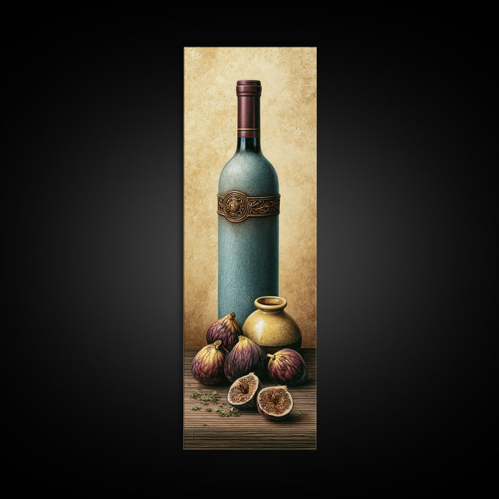 Wine Bottle and Figs Canvas Print, Restaurant Art, Canvas Wall Art, Restaurant Decor, Fine Art, Bistro, Bedroom Wall Art, RES-1x3-85