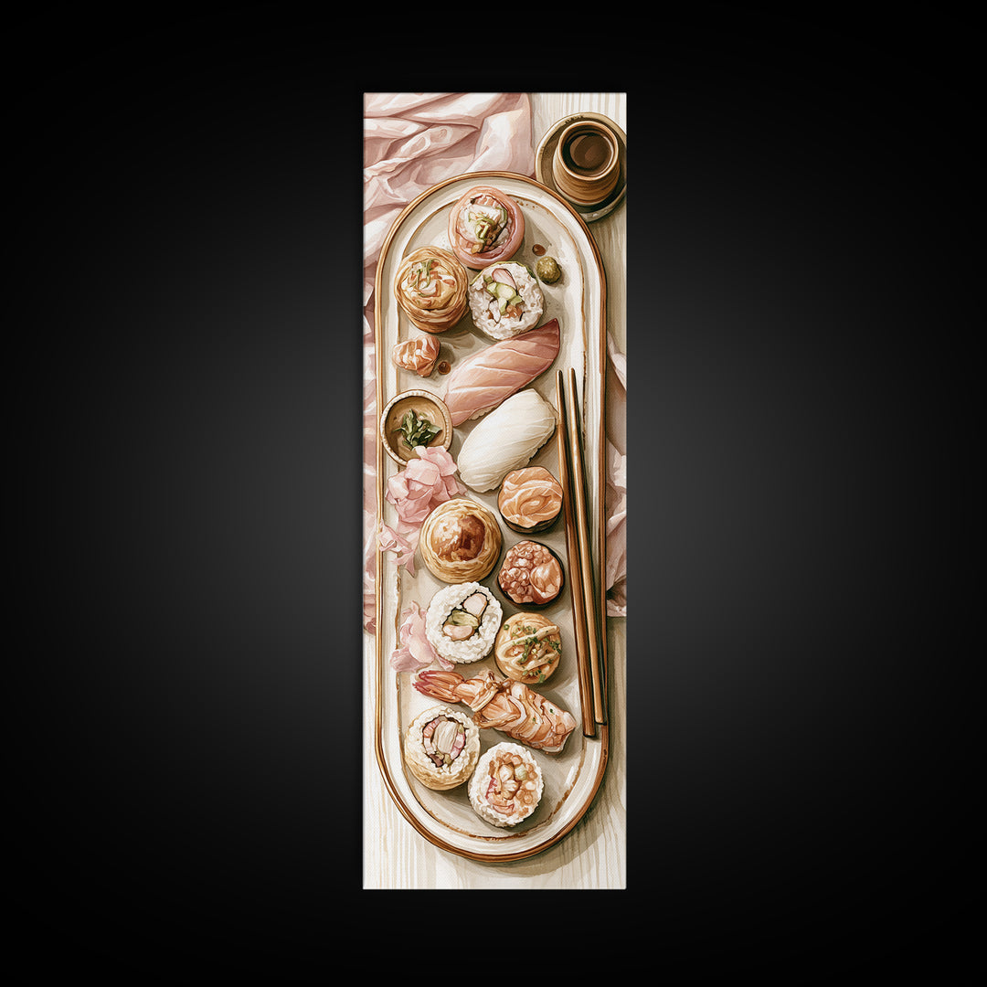 Sushi Fish and Ceramic Plate Composition Canvas Print, Restaurant Art, Cool Wall Art, Restaurant Decor, Fine Art, Bistro, RES-1x3-89