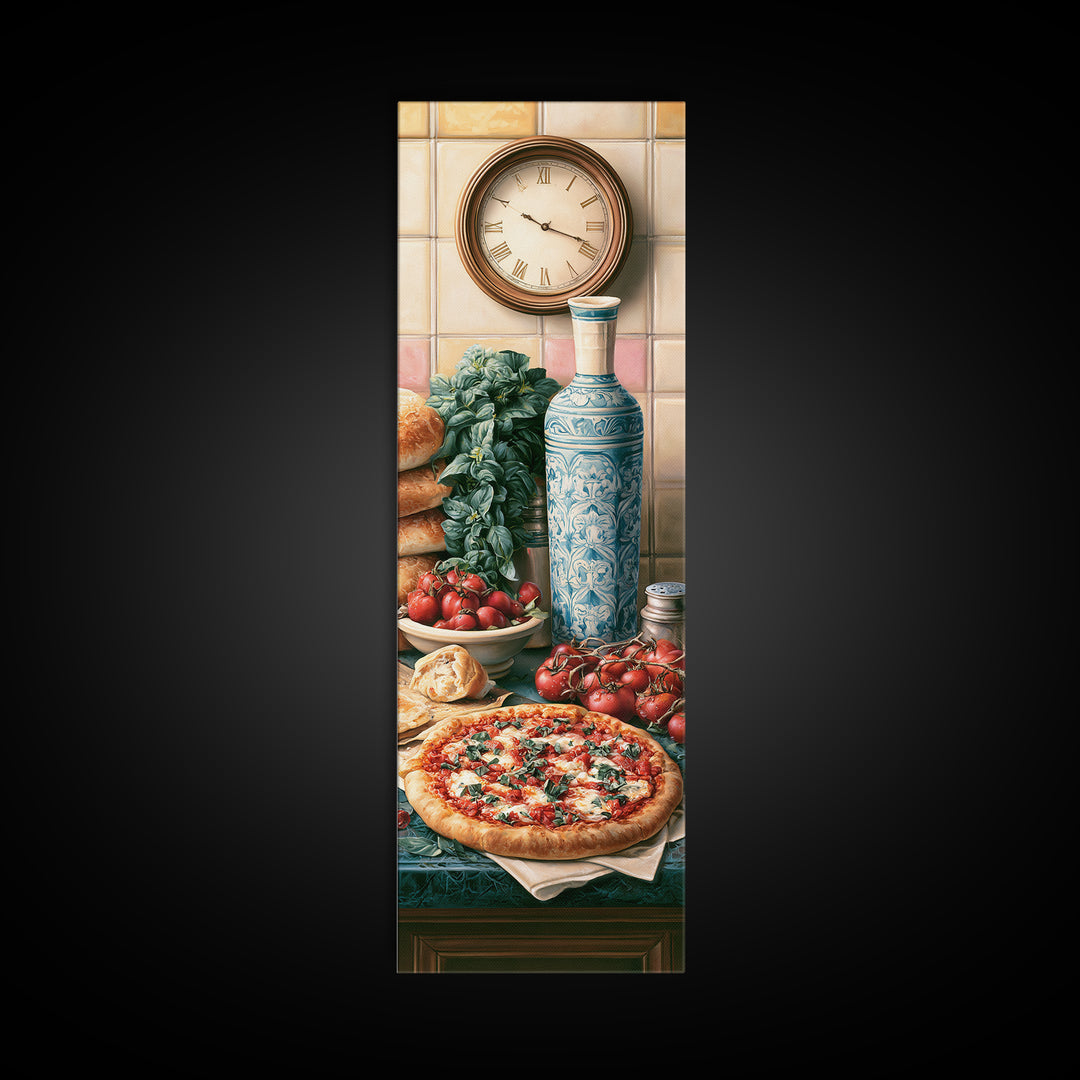 Pizzeria Tomato Basil and Mozzarella Still Life Canvas Print, Restaurant Art, Room Decor, Restaurant Decor, Fine Art, Bistro, RES-1x3-94