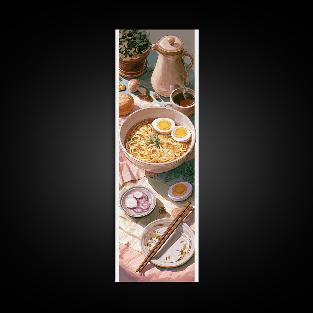 Ramen Bowl Rendered Canvas Print, Restaurant Art, Textured Painting, Restaurant Decor, Fine Art, Bistro, Framed Wall Art, RES-1x3-98