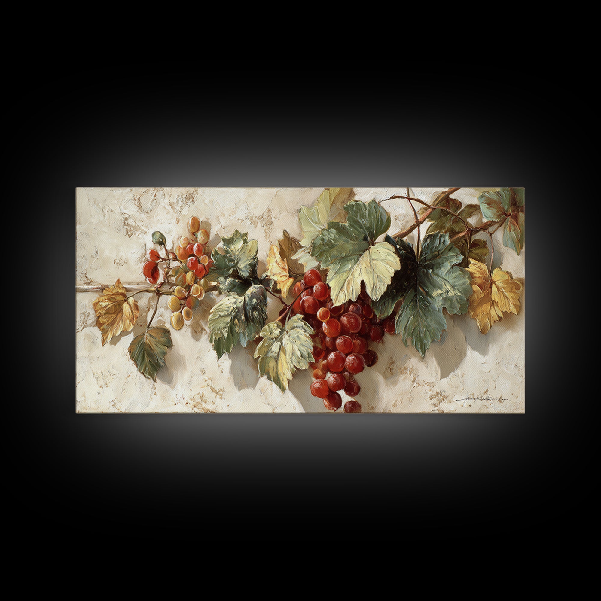 Wine Grapevine Botanical Study Framed Canvas Print, Restaurant Art, Wall Art Print, Restaurant Decor, Fine Art, Bistro, RES-2x1-11