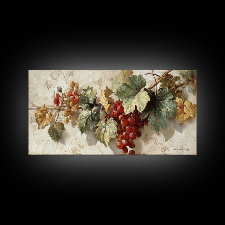 Wine Grapevine Botanical Study Framed Canvas Print, Restaurant Art, Wall Art Print, Restaurant Decor, Fine Art, Bistro, RES-2x1-11