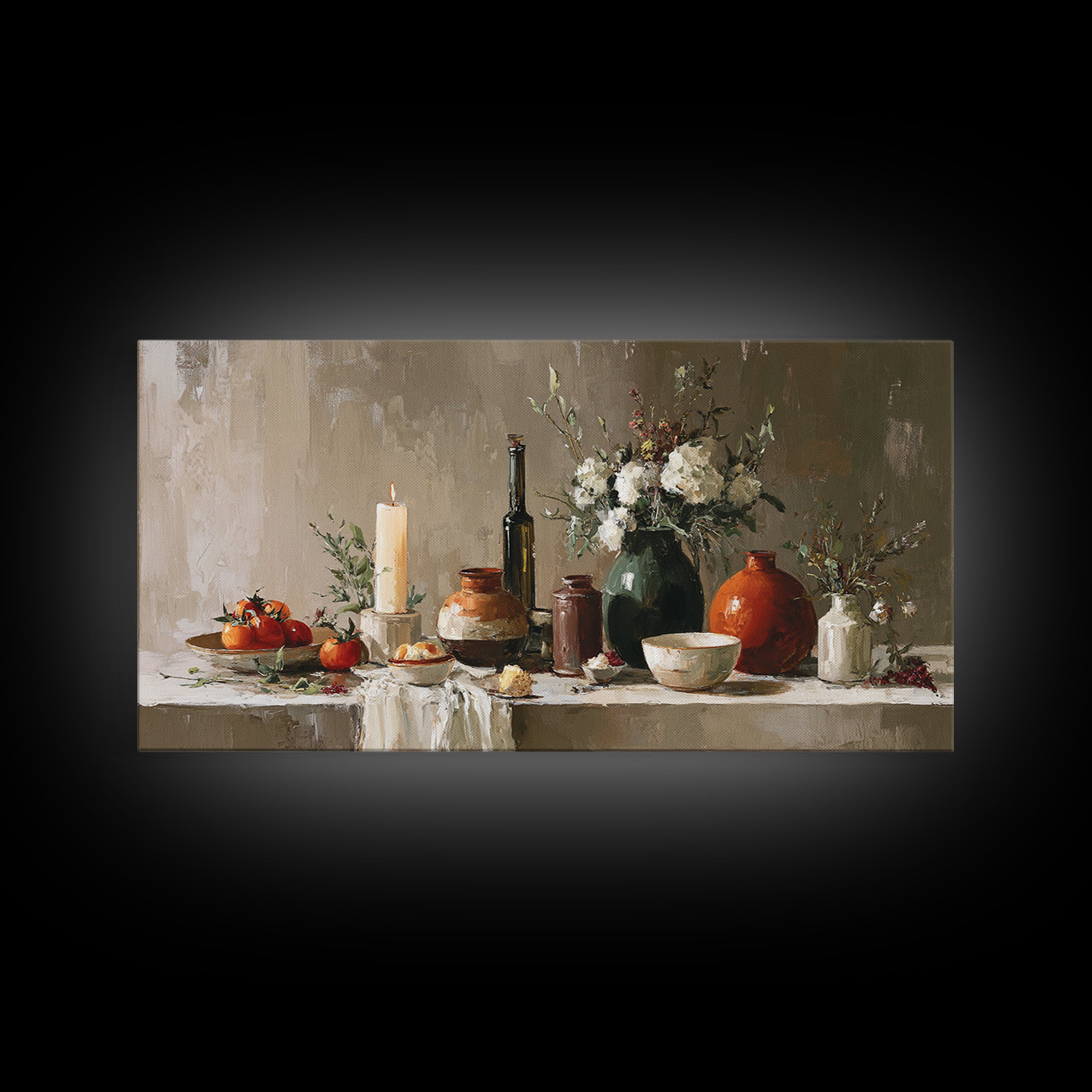 Elegant Table Objects Framed Canvas Print, Restaurant Art, Statement Artwork, Restaurant Decor, Fine Art, Bistro, Art Print, RES-2x1-20