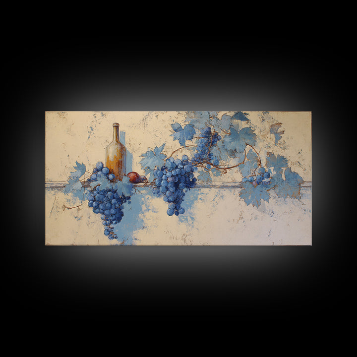 Oyster Platter with Lemons and Champagne Framed Canvas Print, Restaurant Art, Framed Wall Art, Restaurant Decor, Watercolor Art, RES-2x1-23