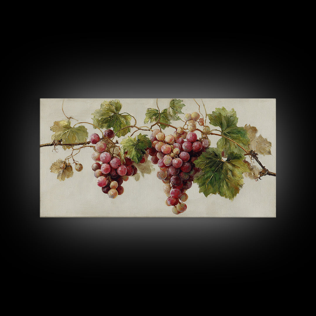 Wine Grapevine Botanical Study Framed Canvas Print, Restaurant Art, Wall Art, Restaurant Decor, Watercolor Art, Bistro, RES-2x1-35