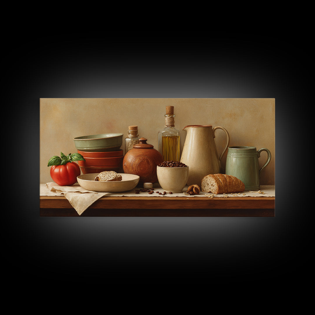 Coffee Beans and Pastry Arrangement Framed Canvas Print, Restaurant Art, Room Decor, Restaurant Decor, Fine Art, Bistro, RES-2x1-42