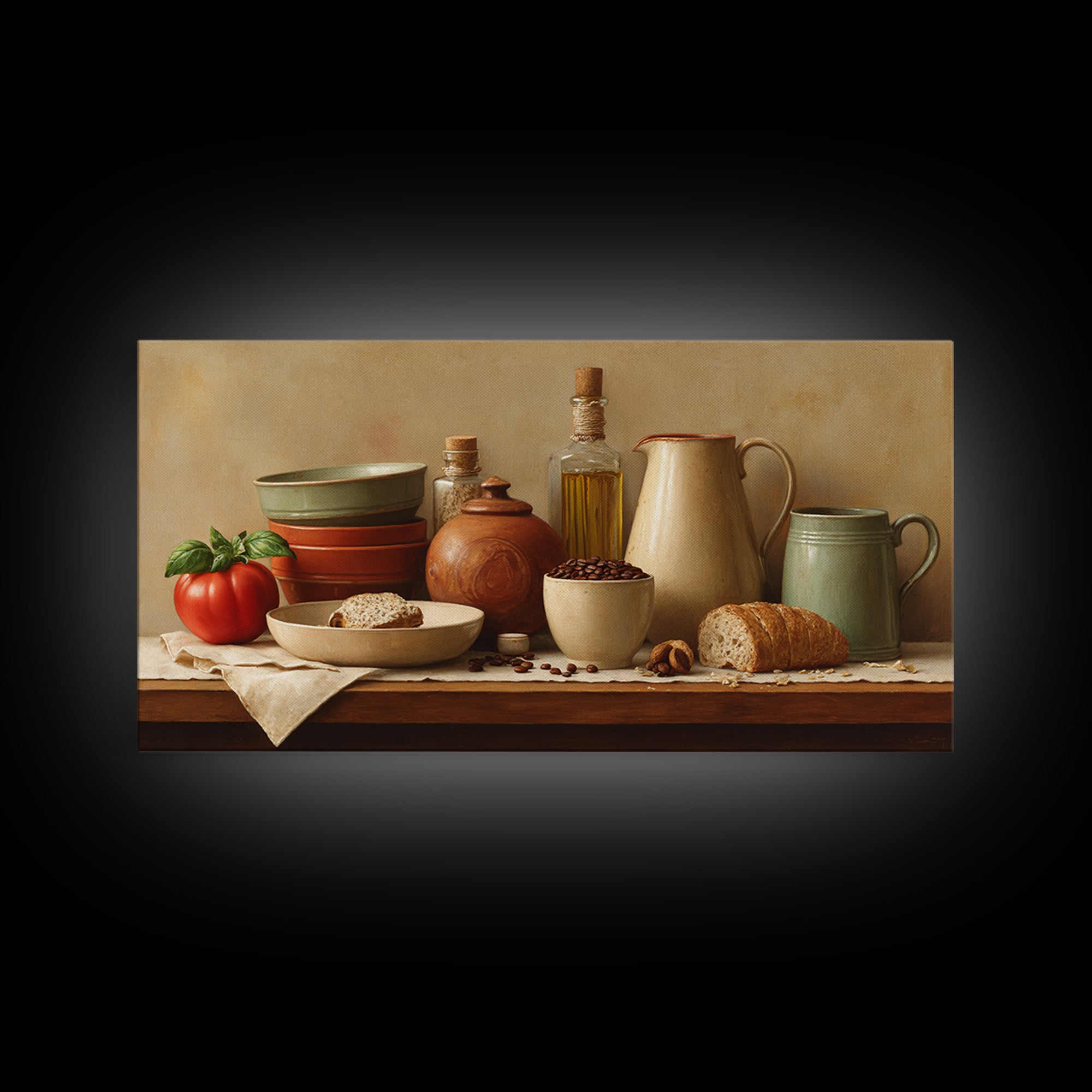 Coffee Beans and Pastry Arrangement Framed Canvas Print, Restaurant Art, Room Decor, Restaurant Decor, Fine Art, Bistro, RES-2x1-42