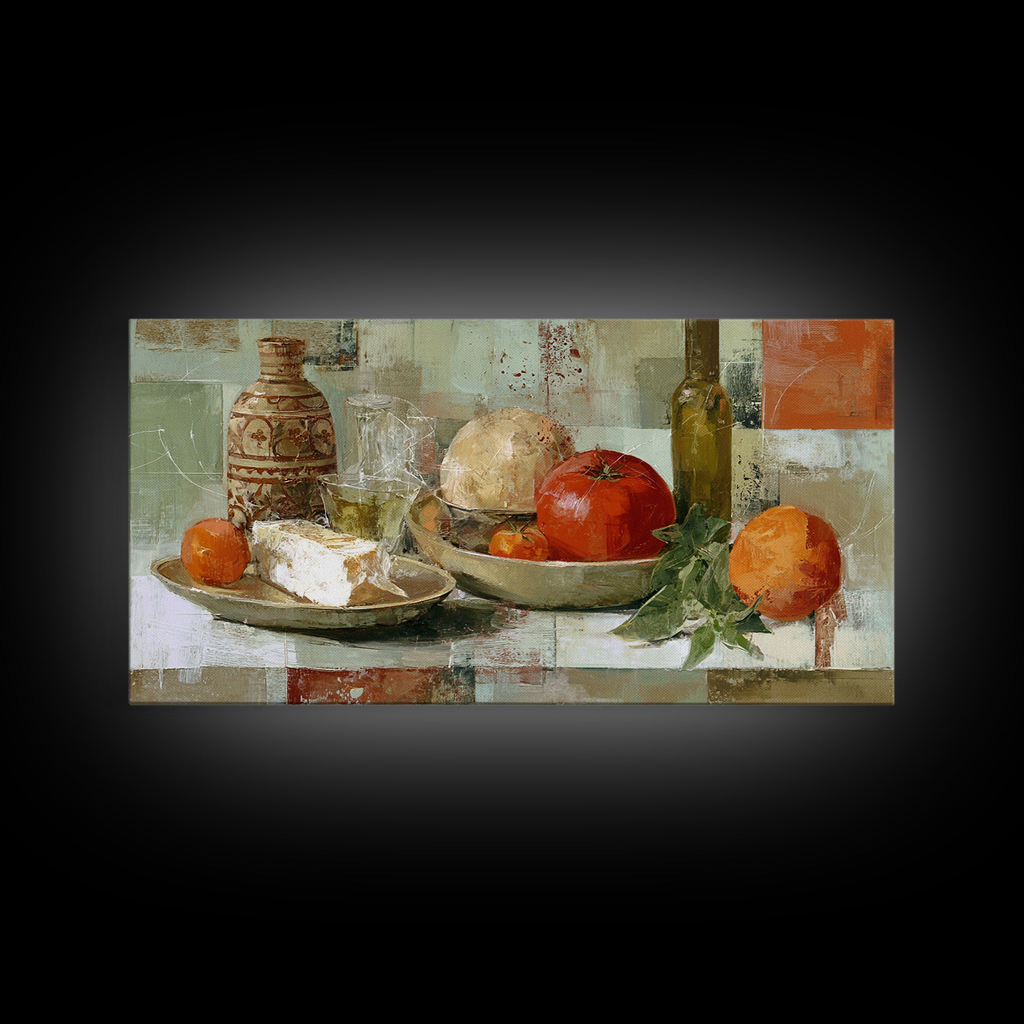 Abstract Appetite Friendly Red and Orange Shapes Canvas Print, Restaurant Art, Kitchen Decor, Restaurant Decor, Abstract Art, RES-2x1-61