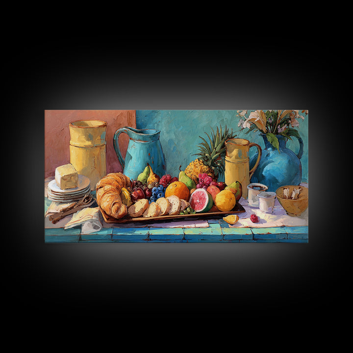 Tropical Fruit Platter Canvas Print, Restaurant Art, Wall Art, Restaurant Decor, Oil Painting, Bistro, Digital Print, RES-2x1-62