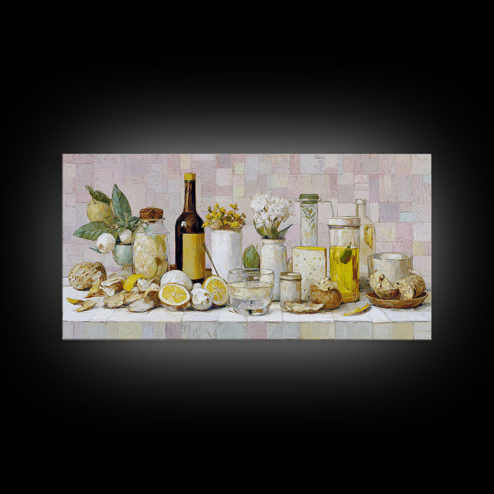 Cocktail and Citrus Bar Composition Framed Canvas Print, Restaurant Art, Printable Wall Art, Restaurant Decor, Fine Art, Bistro, RES-2x1-7
