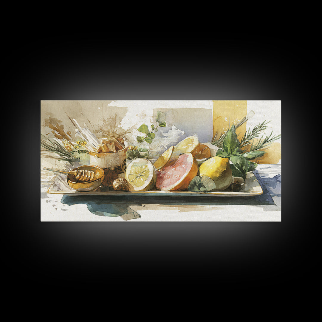 Cocktail and Citrus Bar Composition Framed Canvas Print, Restaurant Art, Cool Wall Art, Restaurant Decor, Fine Art, Bistro, RES-2x1-79