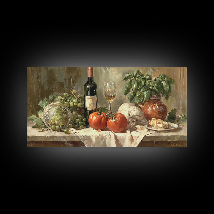 Wine Grapevine Botanical Study Framed Canvas Print, Restaurant Art, Wall Decor, Restaurant Decor, Oil Painting, Bistro, RES-2x1-83