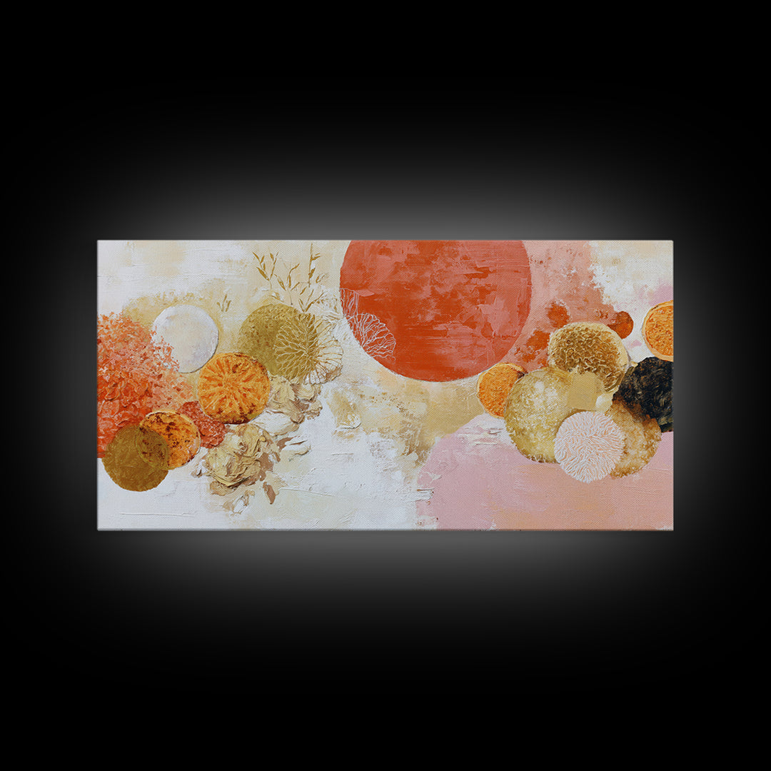 Abstract Appetite Friendly Red and Orange Shapes Framed Canvas Print, Restaurant Art, Kitchen Art, Restaurant Decor, Bistro, RES-2x1-85