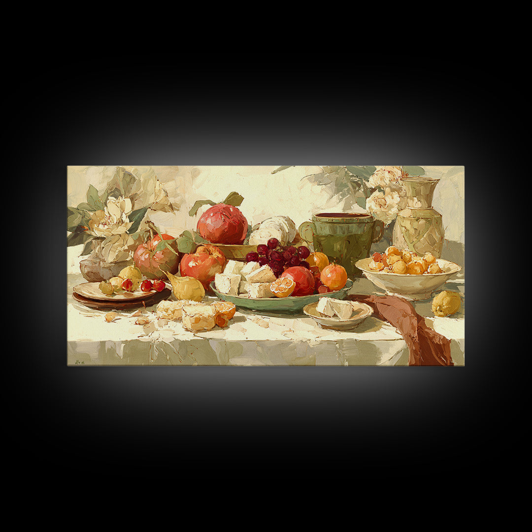 Tropical Fruit Platter Framed Canvas Print, Restaurant Art, Canvas, Restaurant Decor, Fine Art, Bistro, Living Room Decor, RES-2x1-86