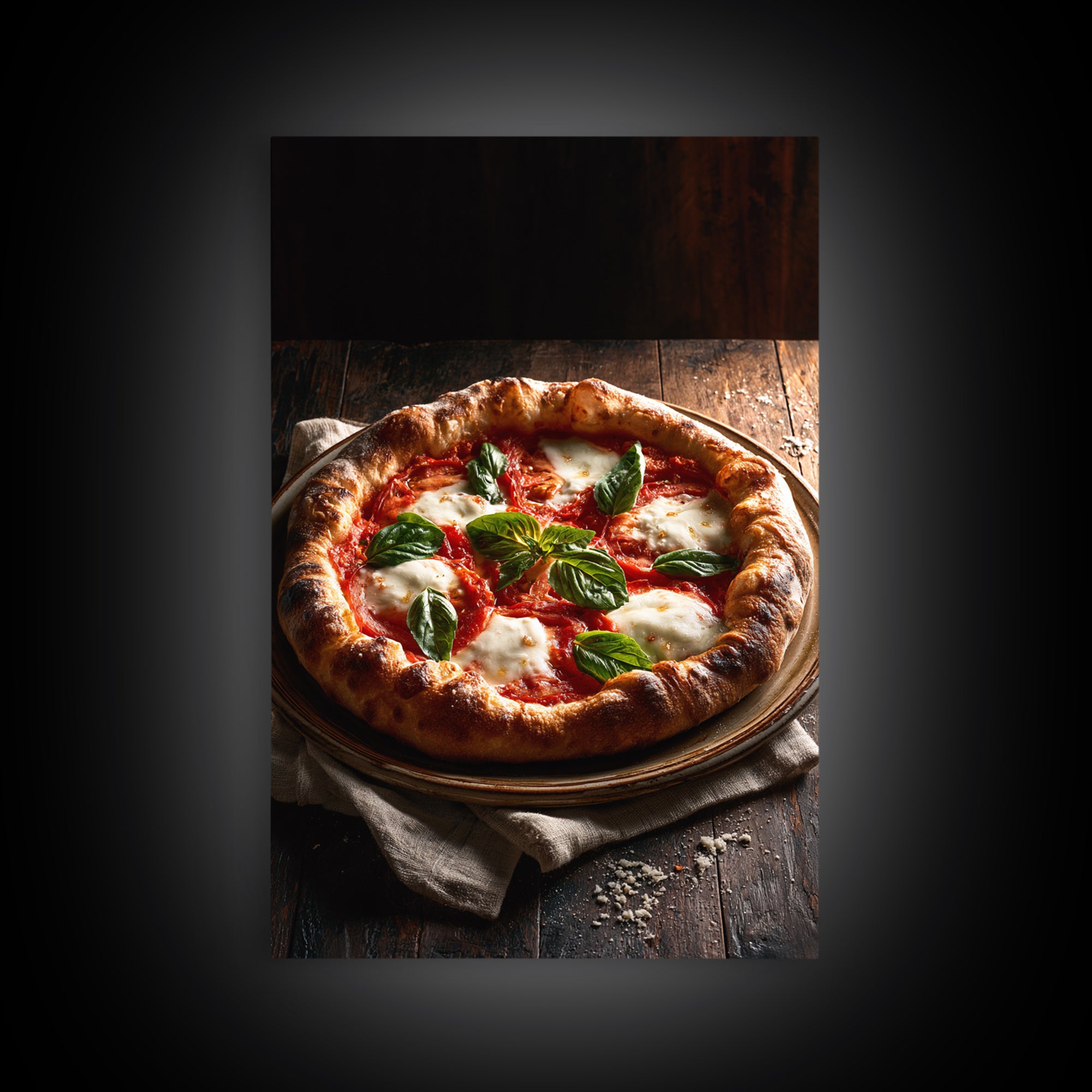 Pizzeria Tomato Basil and Mozzarella Still Life Canvas Print, Restaurant Art, Restaurant Decor, Bistro, Watercolor Painting, RES-2x3-18