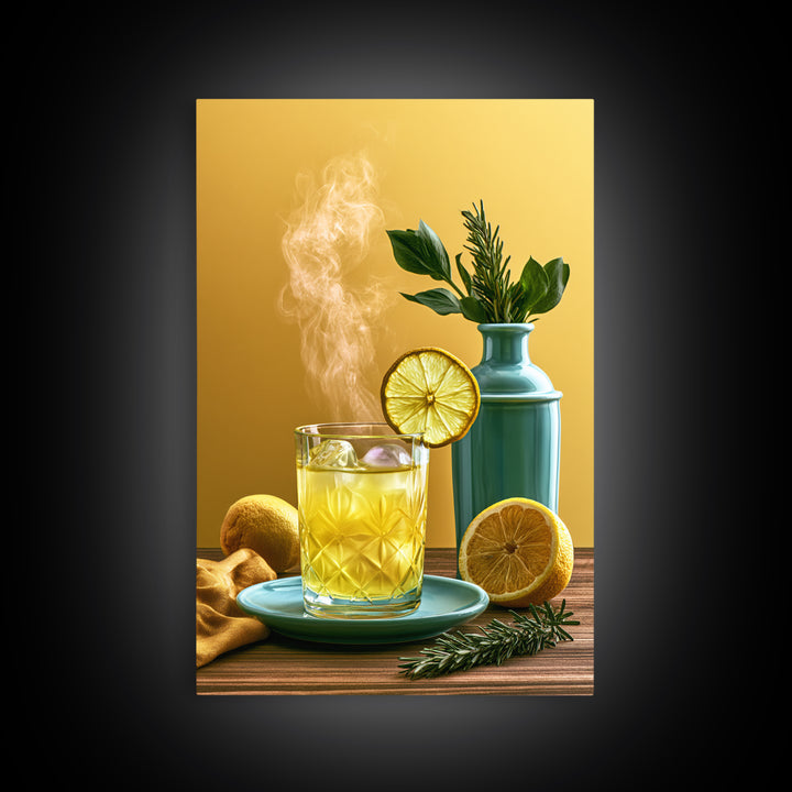 Cocktail and Citrus Bar Composition Framed Canvas Print, Restaurant Art, Contemporary Art, Restaurant Decor, Fine Art, Bistro, RES-2x3-19