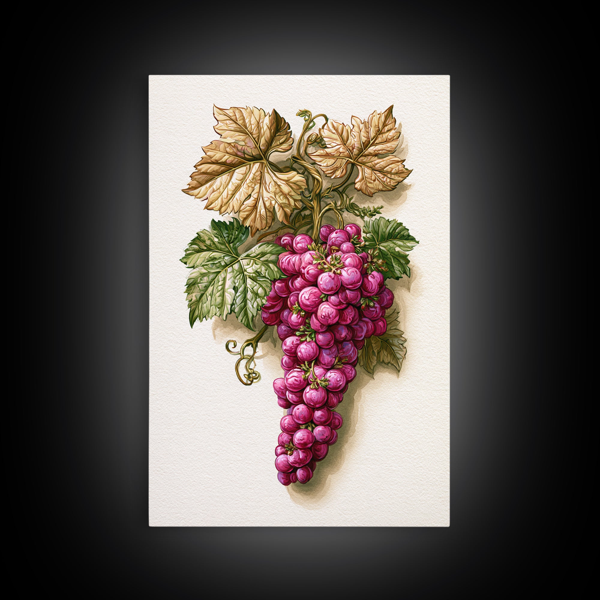 Wine Grapevine Botanical Study Canvas Print, Restaurant Art, Canvas, Restaurant Decor, Fine Art, Bistro, Living Room Decor, RES-2x3-23