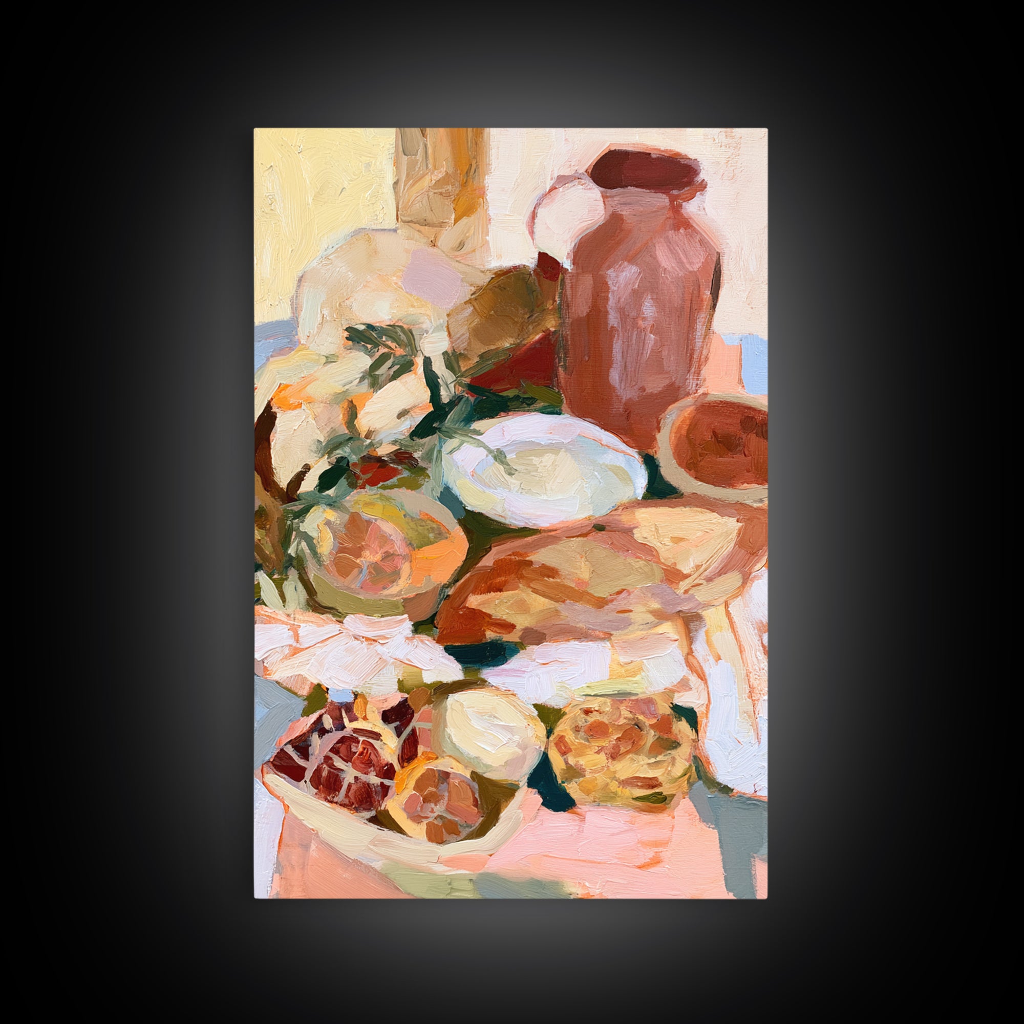 Abstract Appetite Friendly Red and Orange Shapes Framed Canvas Print, Restaurant Art, Large Wall Art, Restaurant Decor, Bistro, RES-2x3-25