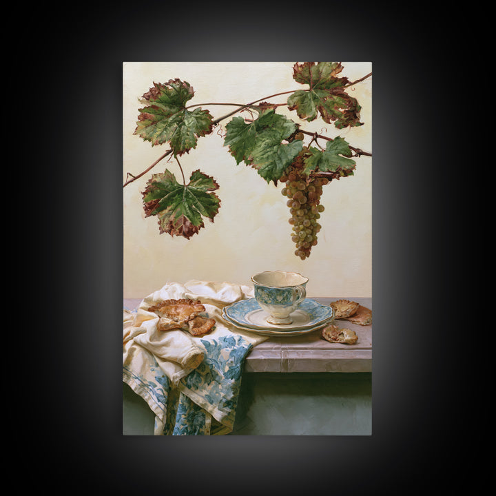 Wine Grapevine Botanical Study Framed Canvas Print, Restaurant Art, Kitchen Wall Art, Restaurant Decor, Fine Art, Bistro, RES-2x3-47
