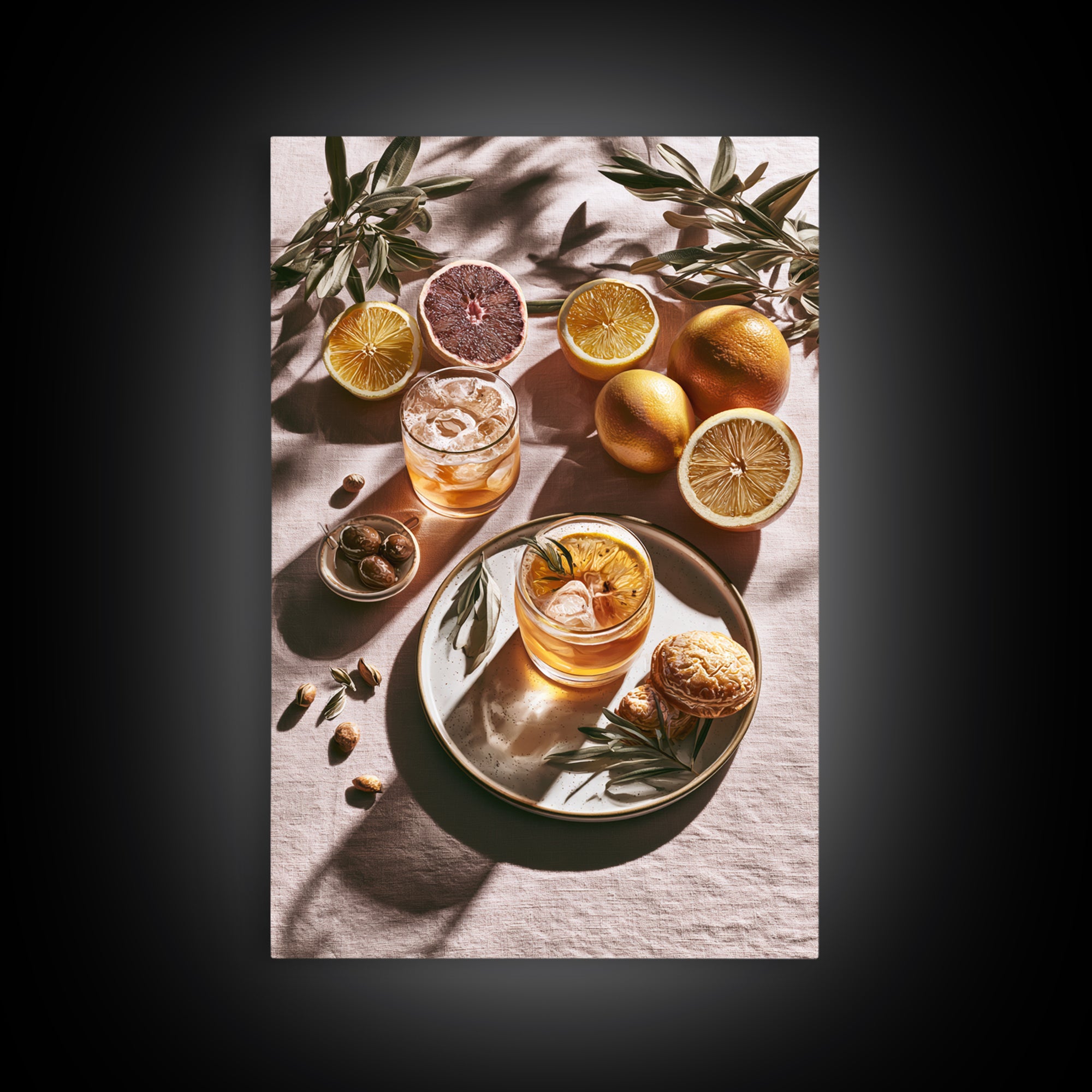 Cocktail and Citrus Bar Composition Canvas Print, Restaurant Art, Kitchen Art, Restaurant Decor, Fine Art, Bistro, Food Art, RES-2x3-67