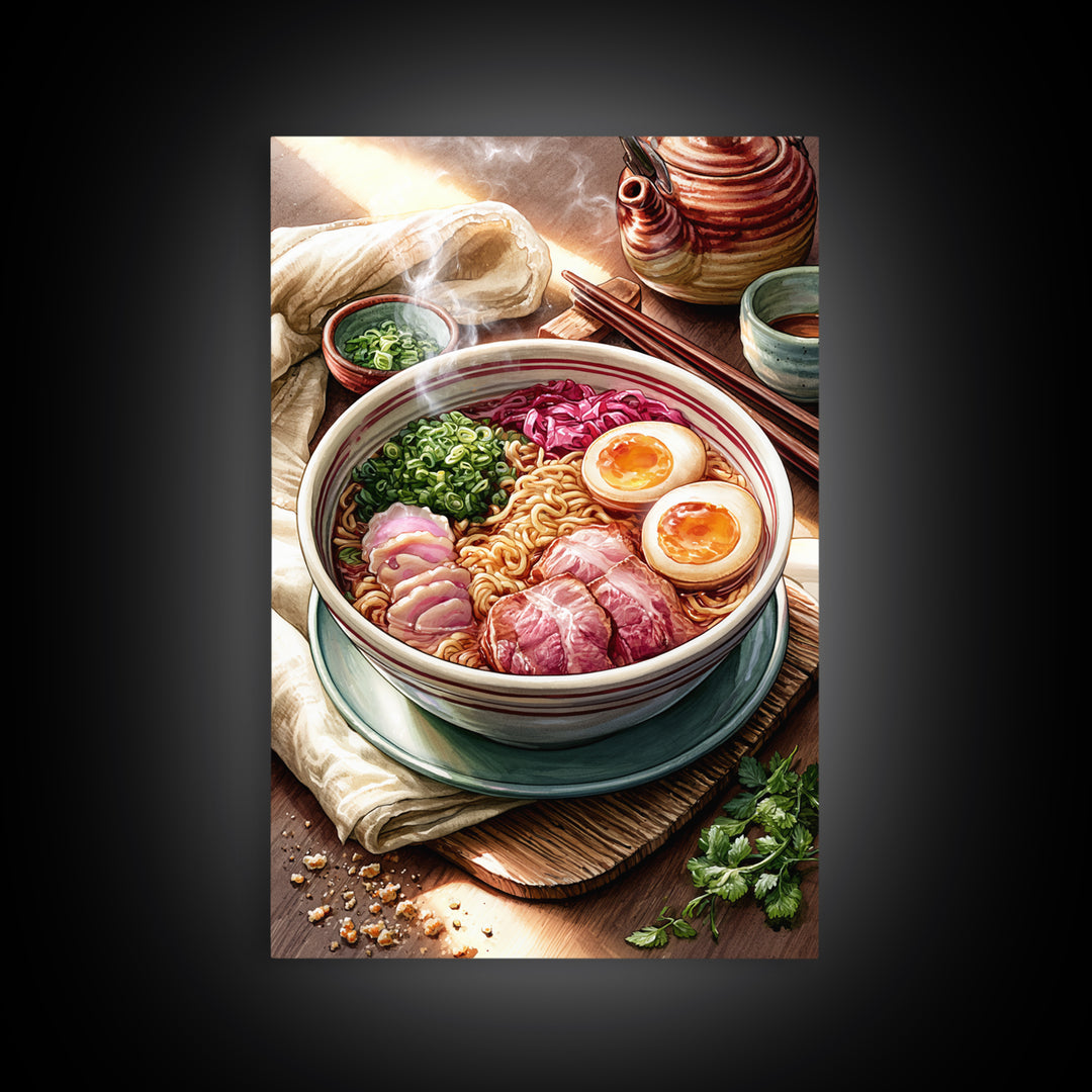 Ramen Bowl Rendered Canvas Print, Restaurant Art, Large Wall Art, Restaurant Decor, Fine Art, Bistro, Wall Art Print, RES-2x3-70
