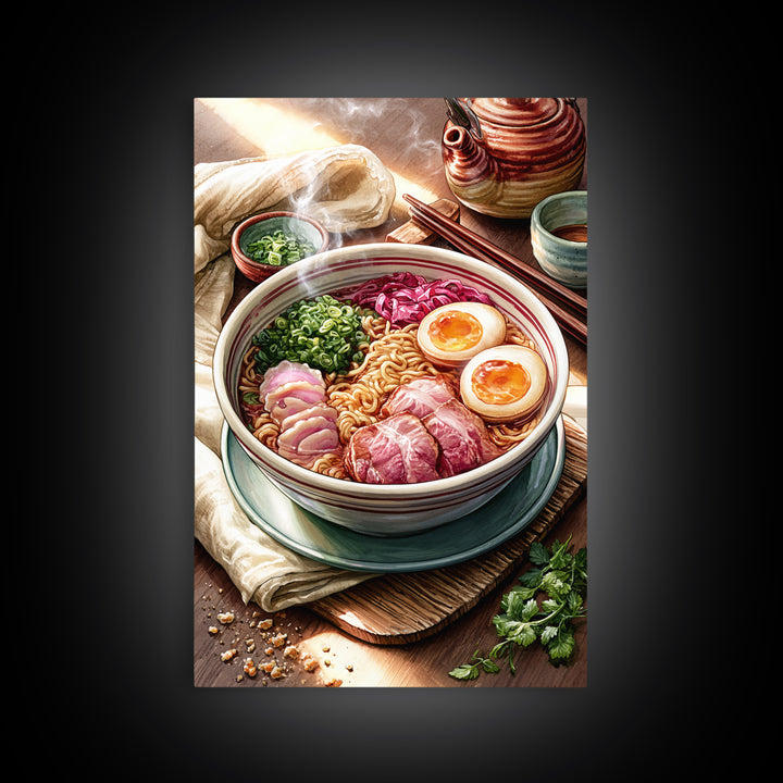 Ramen Bowl Rendered Canvas Print, Restaurant Art, Large Wall Art, Restaurant Decor, Fine Art, Bistro, Wall Art Print, RES-2x3-70