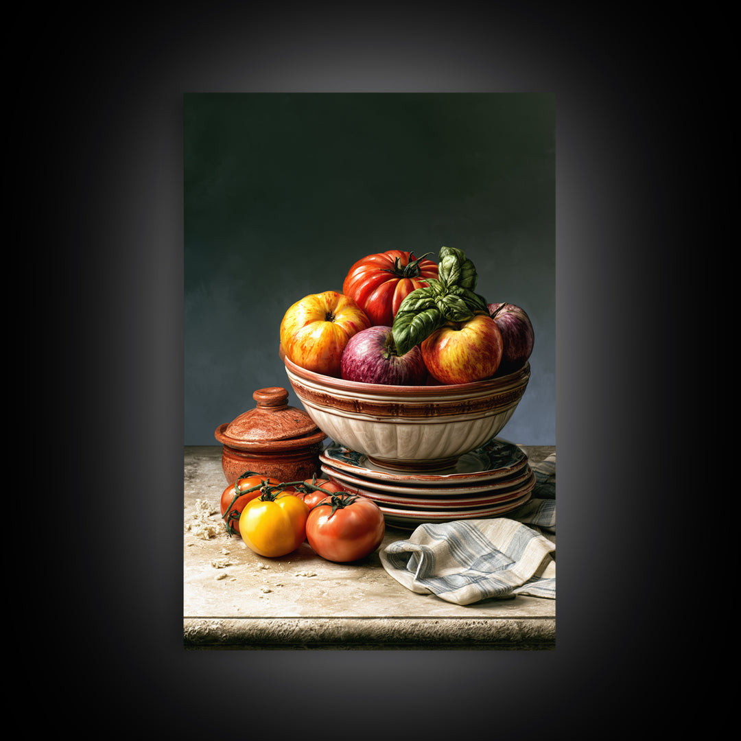 Classic Fruit Bowl Framed Canvas Print, Restaurant Art, Modern Decor, Restaurant Decor, Fine Art, Bistro, Poster, Wall Decor, RES-2x3-84