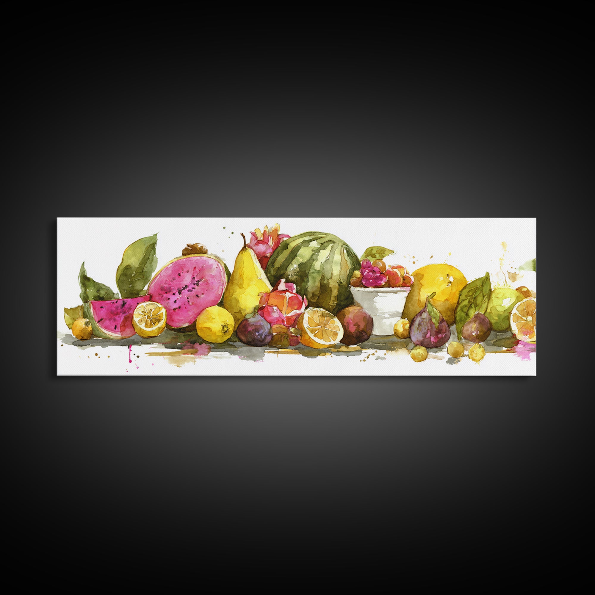 Tropical Fruit Platter Framed Canvas Print, Restaurant Art, Canvas, Restaurant Decor, Fine Art, Bistro, Living Room Decor, RES-3x1-10