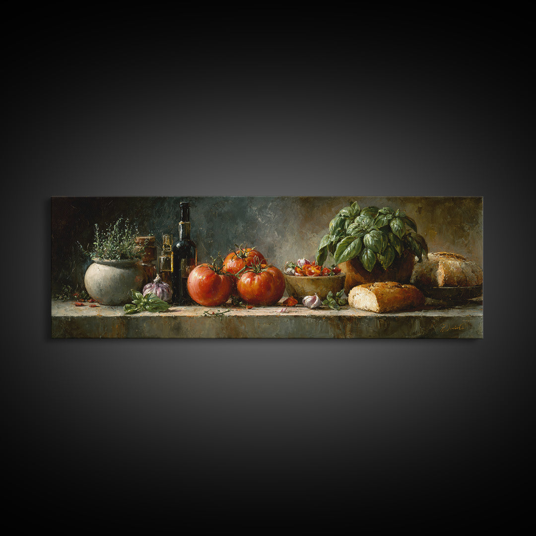 Blackboard Menu Feeling Without Readable Text Canvas Print, Restaurant Art, Food Art, Restaurant Decor, Oil Painting, Bistro, RES-3x1-61