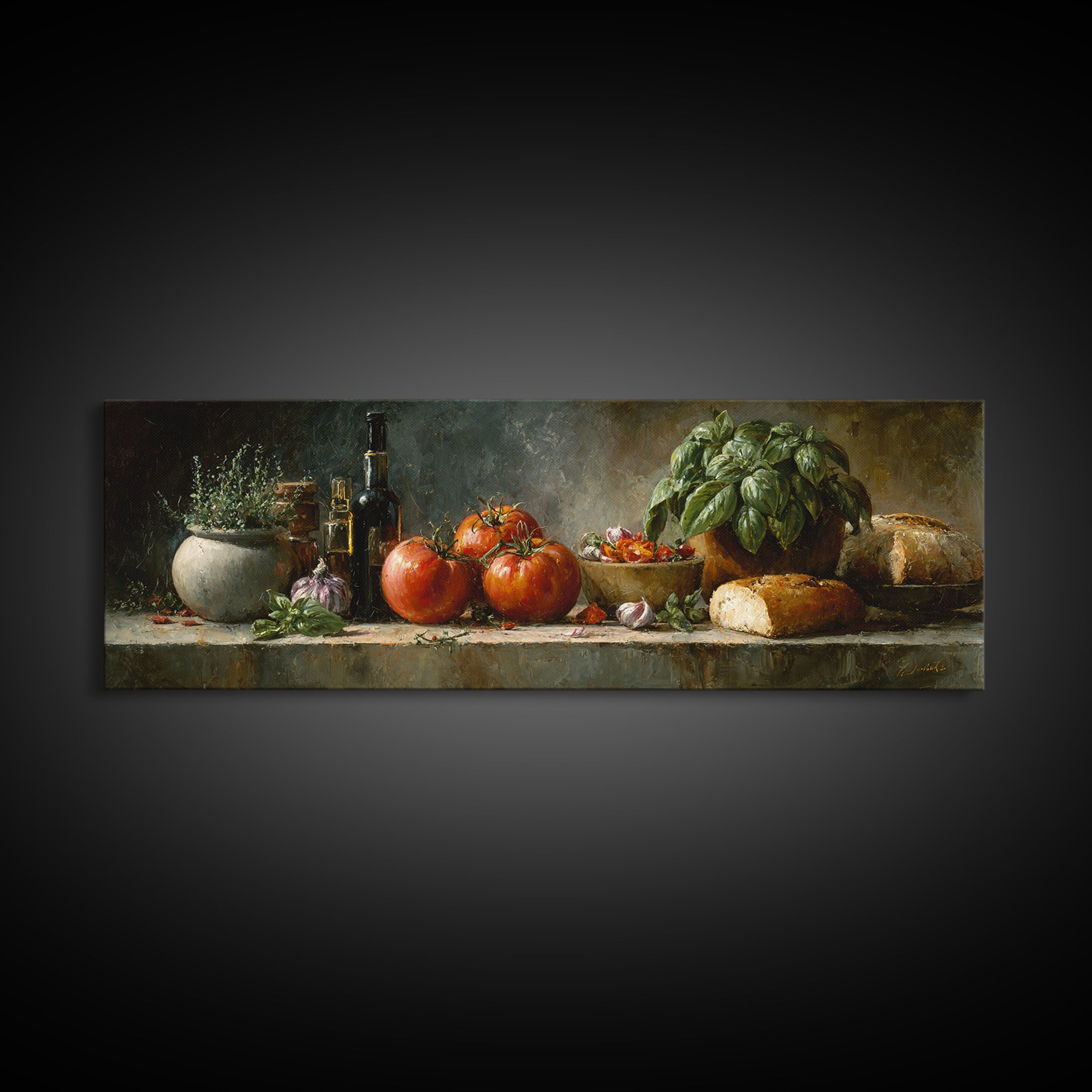 Blackboard Menu Feeling Without Readable Text Canvas Print, Restaurant Art, Food Art, Restaurant Decor, Oil Painting, Bistro, RES-3x1-61