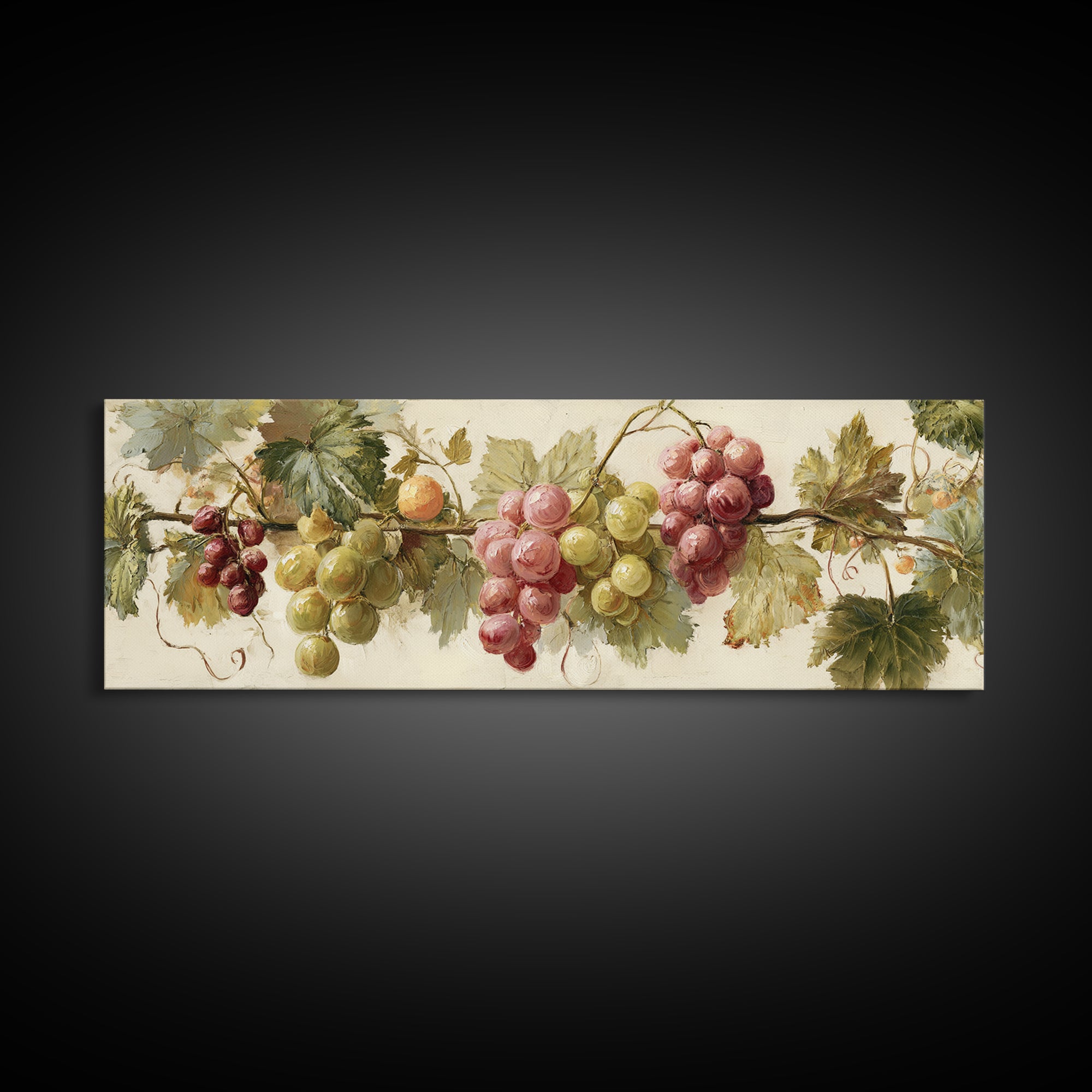 Wine Grapevine Botanical Study Framed Canvas Print, Restaurant Art, Statement Artwork, Restaurant Decor, Fine Art, Bistro, RES-3x1-7