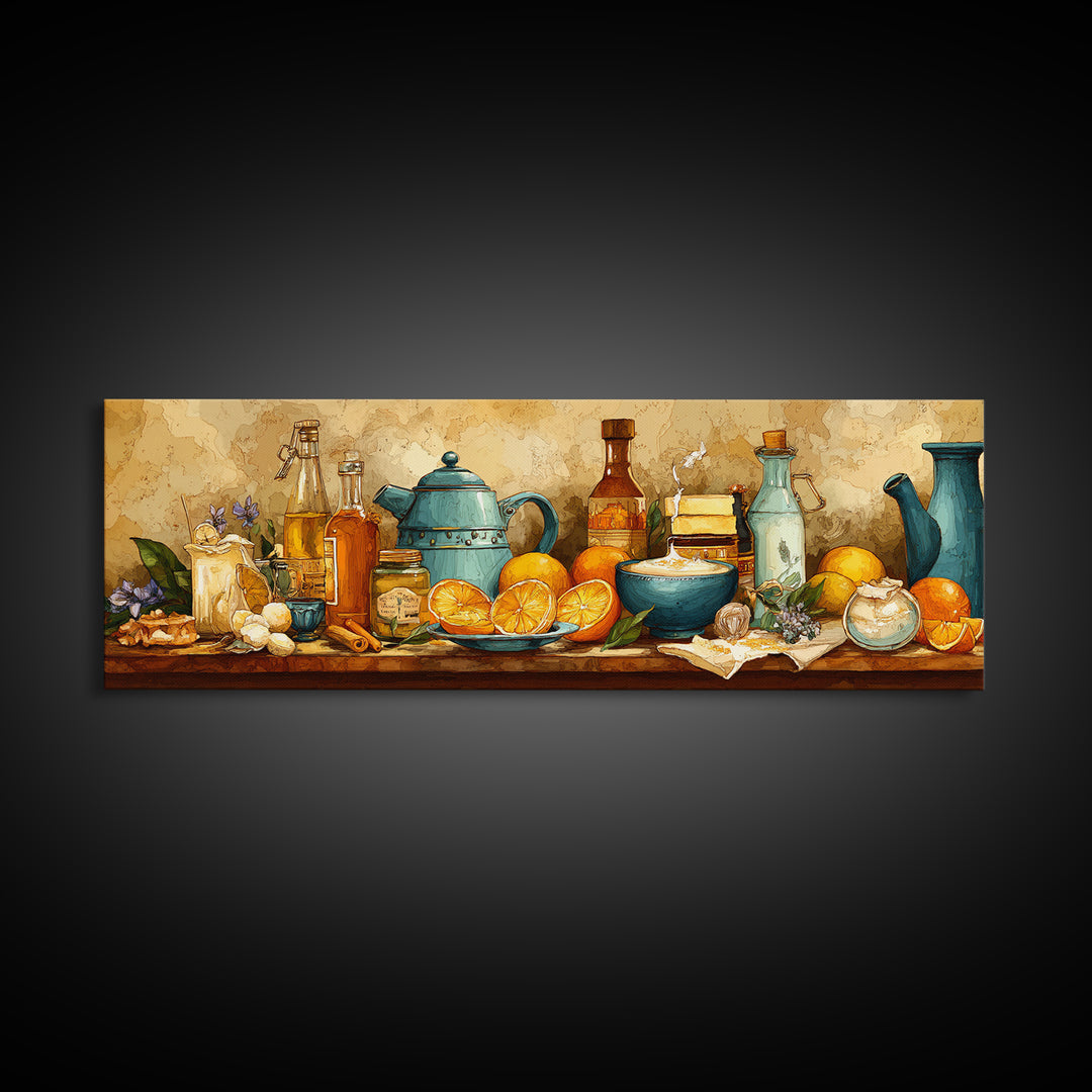 Cocktail and Citrus Bar Composition Canvas Print, Restaurant Art, Printable Art, Restaurant Decor, Bistro, Watercolor Art, RES-3x1-75