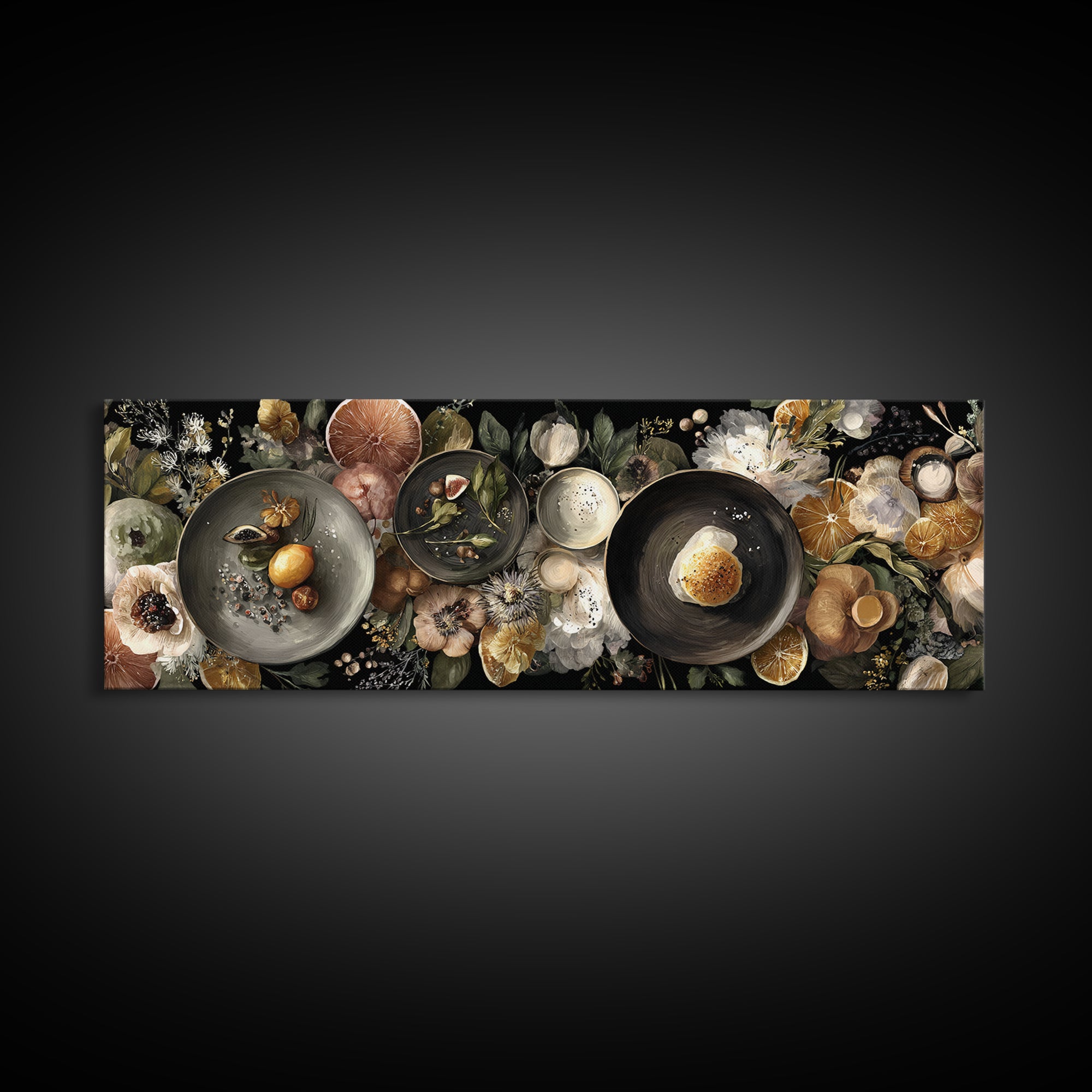 Blackboard Menu Feeling Without Readable Text Canvas Print, Restaurant Art, Food Art, Restaurant Decor, Oil Painting, Bistro, RES-3x1-85
