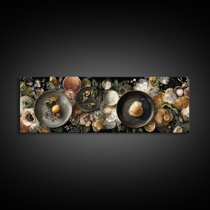Blackboard Menu Feeling Without Readable Text Canvas Print, Restaurant Art, Food Art, Restaurant Decor, Oil Painting, Bistro, RES-3x1-85